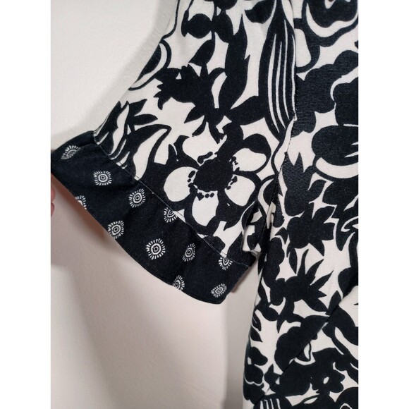 Talbots Black White Cotton Floral Border Print Shift Dress Size Medium Petite - Picture 3 of 8